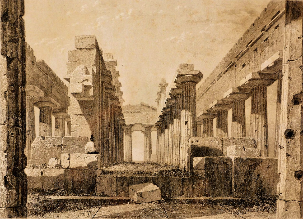 Toile/cadre Constantin Hansen - Colonnes Du Temple De Neptune à Paestum - Neuf